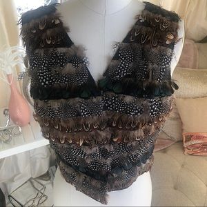 Bebe Rare Ruffled Feathers Multicolored Vest P/S